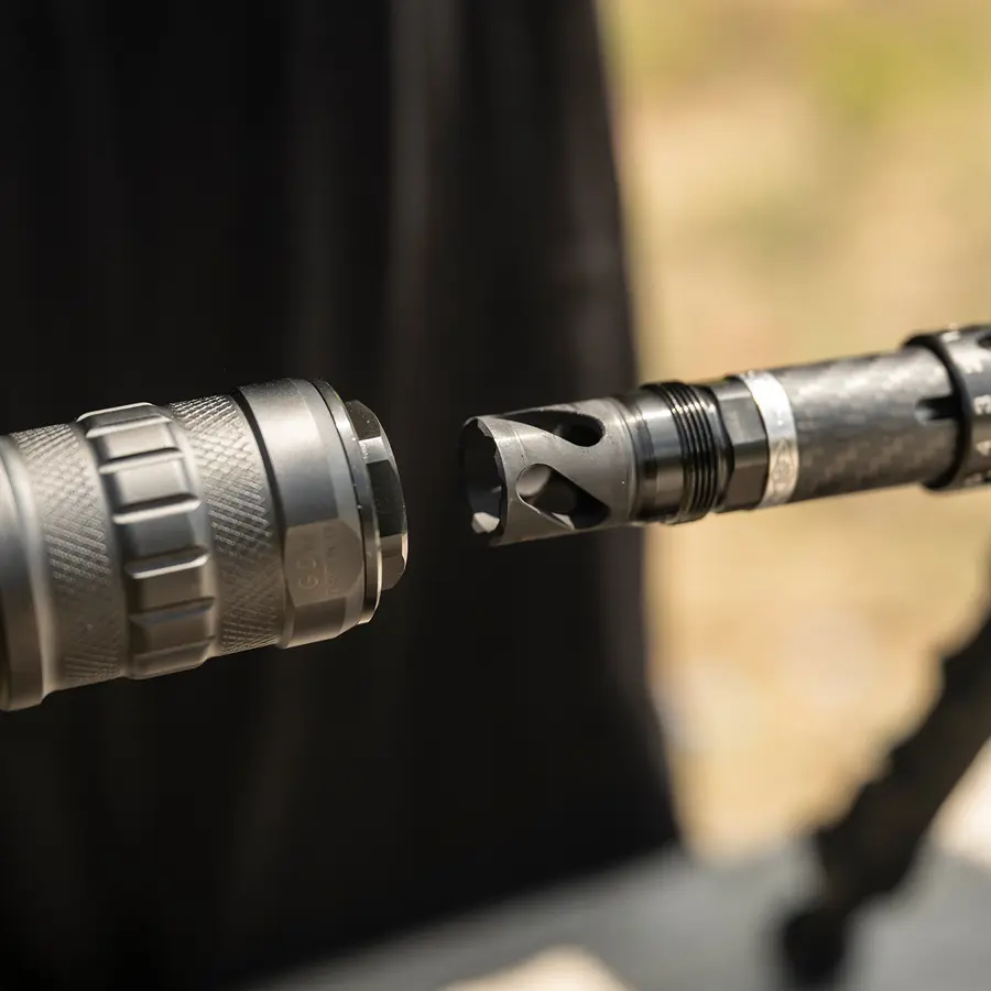 Plan B muzzle device installed on a firearm platform